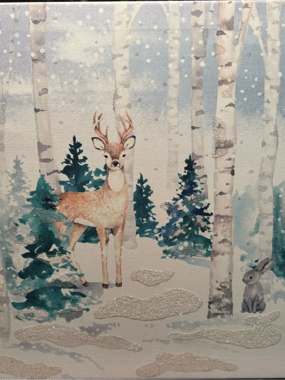 Clementine Paper Inc. Winter Holiday Deer Canvas Wall Art. 11” x 14” x 1.75.”